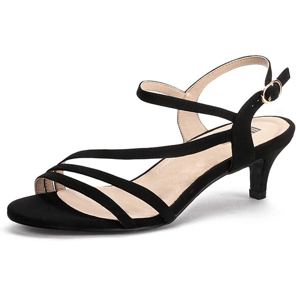 IDIFU Strappy 2 Inch Low Kitten Heel Open Toe Sandal Sz 9.5 - Picture 3 of 4